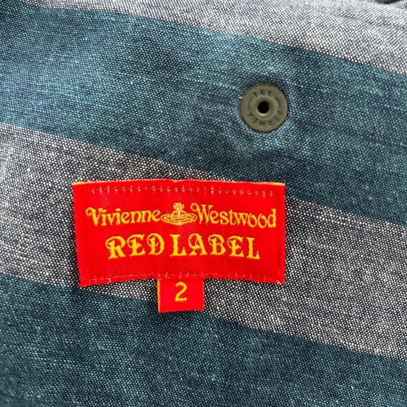 Vivienne Westwood Red Label Blue Striped Sleeveless Wrap Dress - Small - Picture 6 of 8